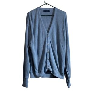Vintage Pinnacle Sweater  Cardigan Men's Large Blue Grandpa Acrylic USA Made